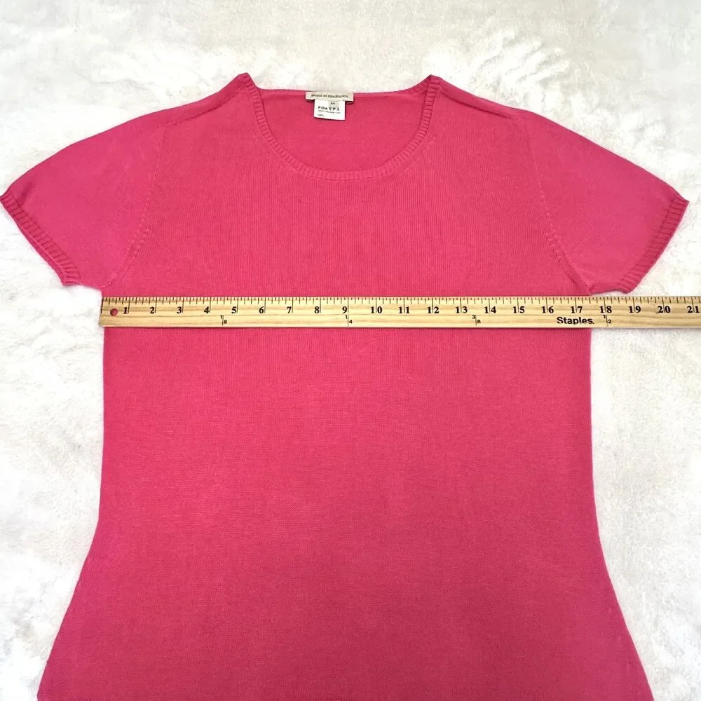 Maria Di Ripabianca Women Fuchsia Knit 100% Cotton Short Sleeve Sweater Sz 44/8